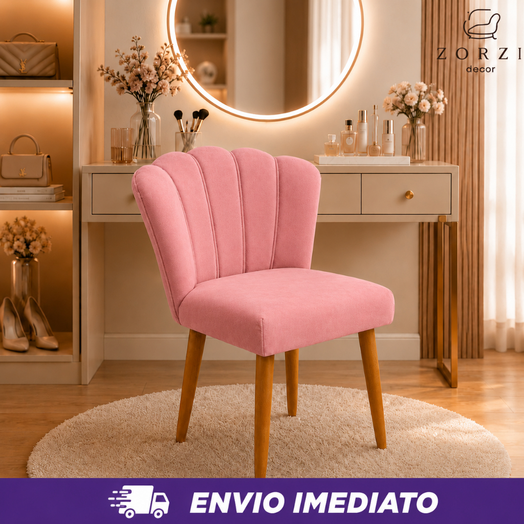 Cadeira  Manicure Estúdio Maquiagem Salão Penteadeira de Quarto Flor Pétala Decoração
