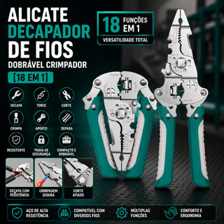 Alicate Decapador De Fios Multifuncional Em Aço Inoxidável 18 Em 1 Profissional