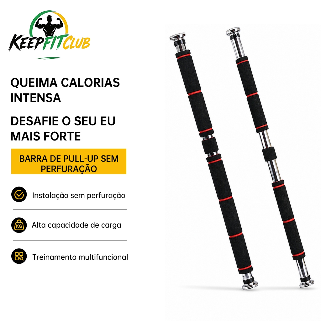 Keepfitclub Barra Fixa Flexão Porta Apoio Regulável 60 a 100 Cm
