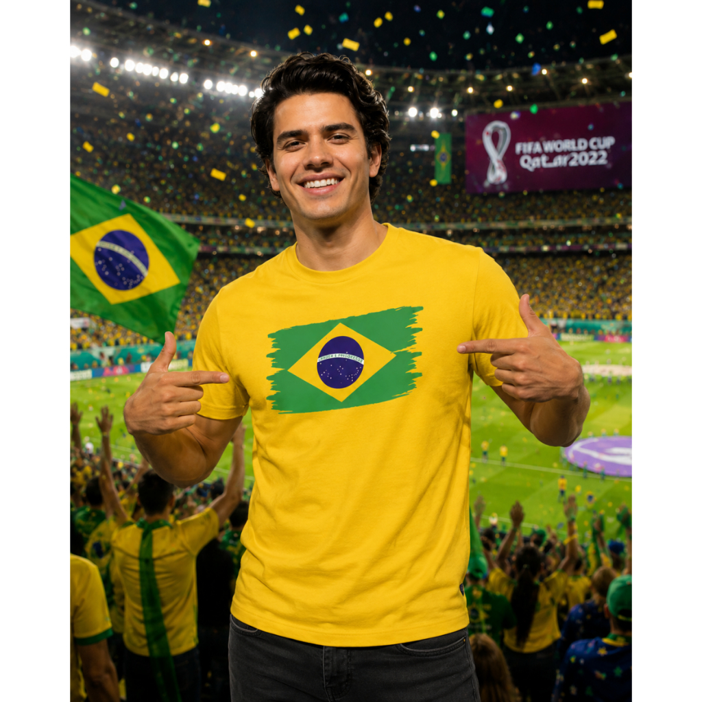 Camisa do Brasil Masculina Bandeira Futebol Camiseta Copa Torcedor
