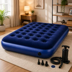 Kit Colchão Inflável Casal 191x137x22cm Com Bomba Manual Ômega