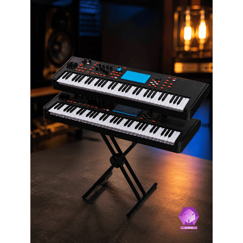 Miniatura Teclado Yamaha MODX 17cm com Suporte X Teclado Decorativo Premium Detalhado Música Coleção