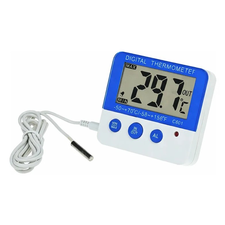 Termômetro Digital com Sonda Alarme Azul para Geladeira e Freezer