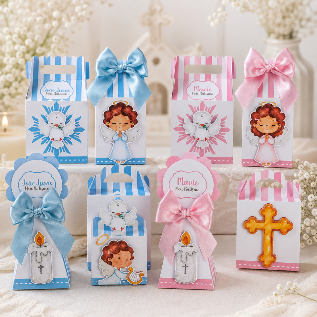 Kit Lembrancinhas Batizado Menino ou Menina | Caixinhas Personalizadas