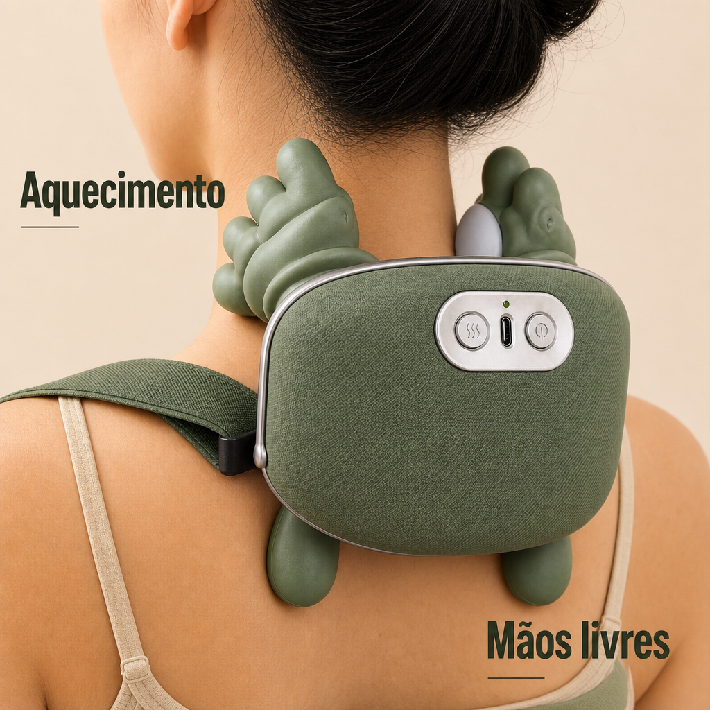 Massageador de Pescoço e Ombro Elétrico Cervical Amassamento Compressão Quente Mãos Livres Portátil