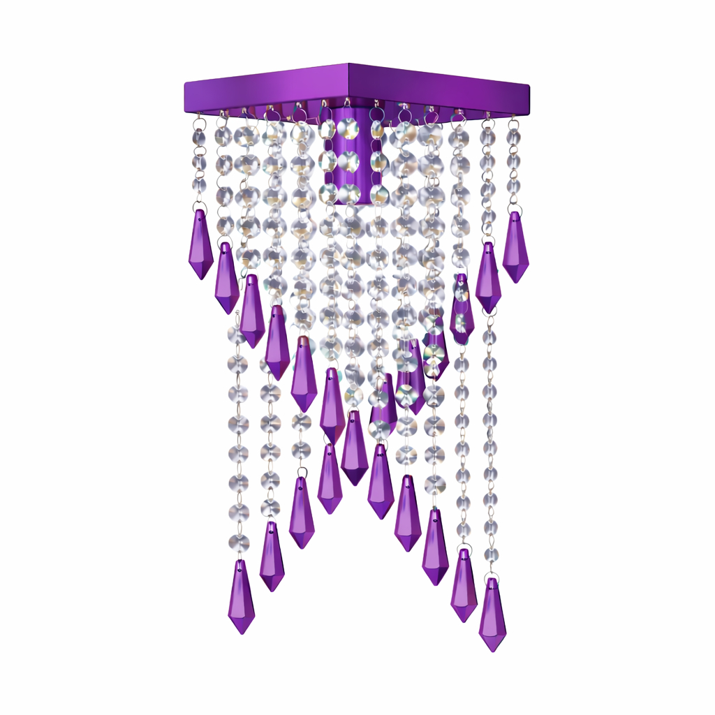 Lustre Cristais de Acrilico Roxo Quarto Sala Cozinha Banheiro Quarto