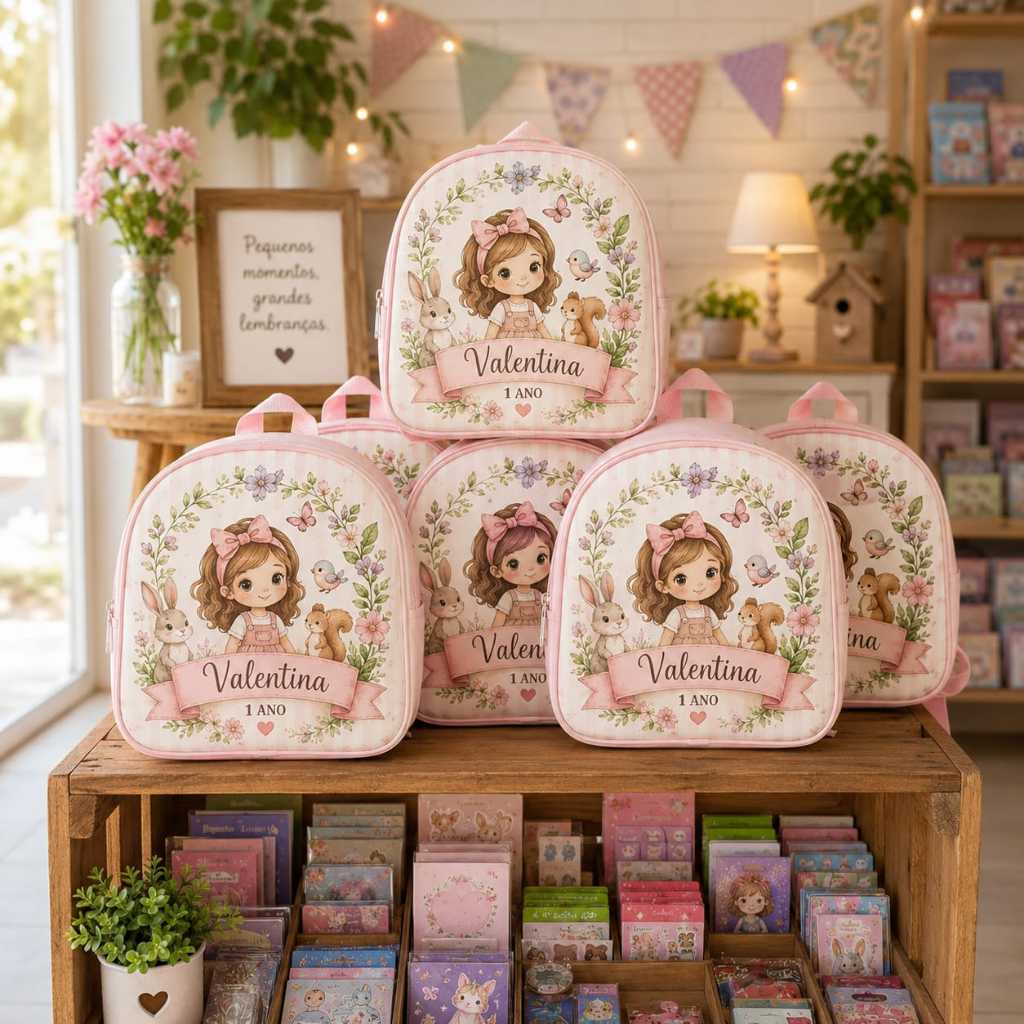 10 bolsinhas mochilinhas personalizada Encanto Floral, vários temas, para lembrancinha de aniversários, festas e eventos