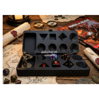 Caixa Organizadora Para Dados RPG E Miniatura D&D - Suporte Para 7 Dados E Miniatura Até 46mm - Organização Premium