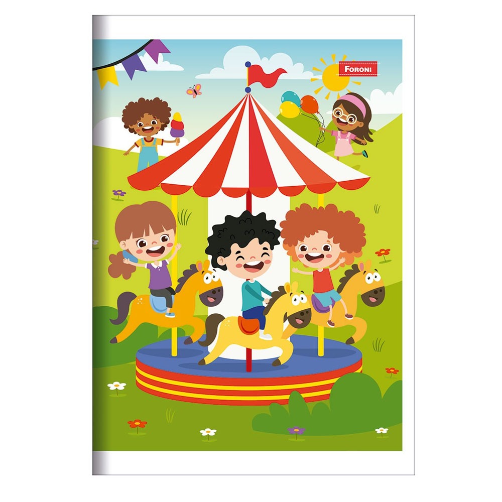 Caderno Brochura 140x200mm Pequeno 96 Folhas Capa Flexível Carrossel Foroni