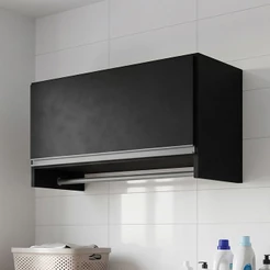 Armário Multiuso Aéreo Cabideiro Grécia L03 Preto - Lyam Decor