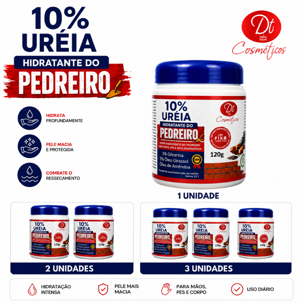 ✅ Creme com Ureia 10% - Hidratante do Pedreiro 120g- Para Pele Seca Mãos e Pés Secos E Áspera
