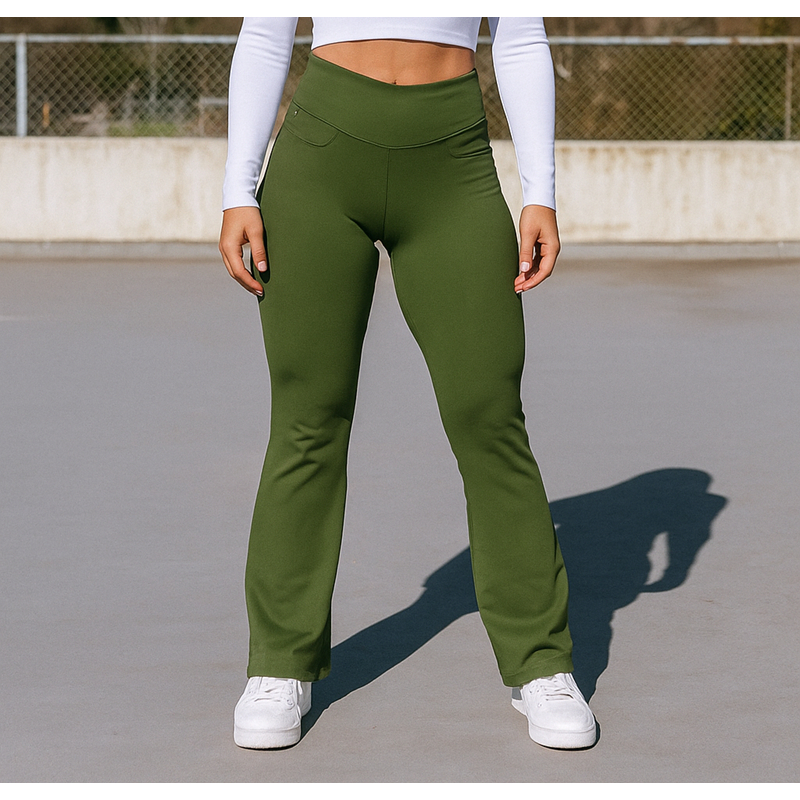 Calça Fitness Bailarina Academia Legging Flare Suplex Zero Transparência Feminina