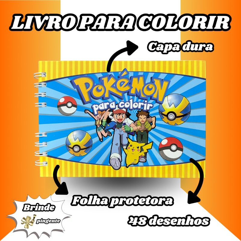 Livro para Colorir | Pokémon | Capa Dura | 48 desenhos | Folhas Grossas | Folha Protetora