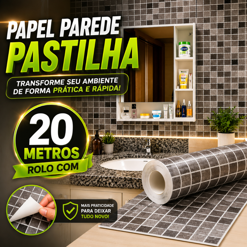 Papel Parede Adesivo Pastilha 5/10/15/20m Cinza Lavável Banheiro Sala Quarto Impermeável Cozinha