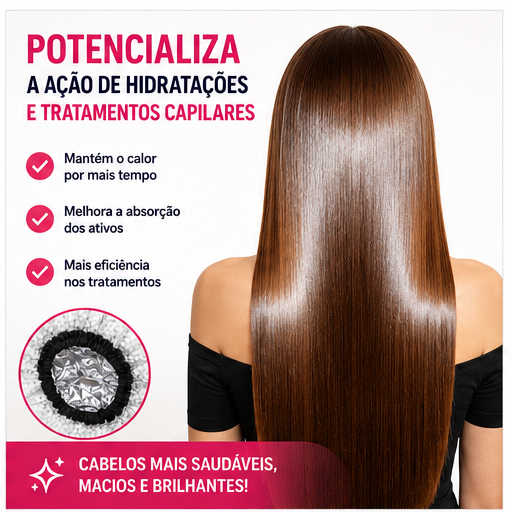 Touca Térmica Metalizada Com Isopor Santa Clara Hidratação Capilar Banho De Creme Original