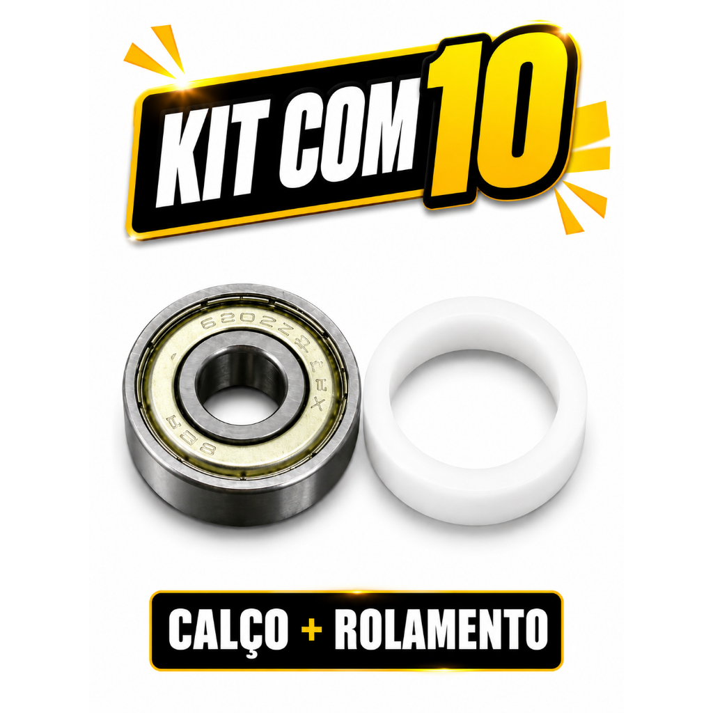 Kit 10 Calços 30mm + 10 Rolamentos 608ZZ para Ventilador Universal Substitui Buchas Silencioso