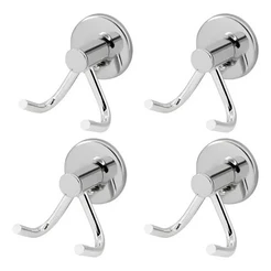 Kit Com 04 Cabide Duplo Para Banheiro Gancho Para Toalha Cor Prateado