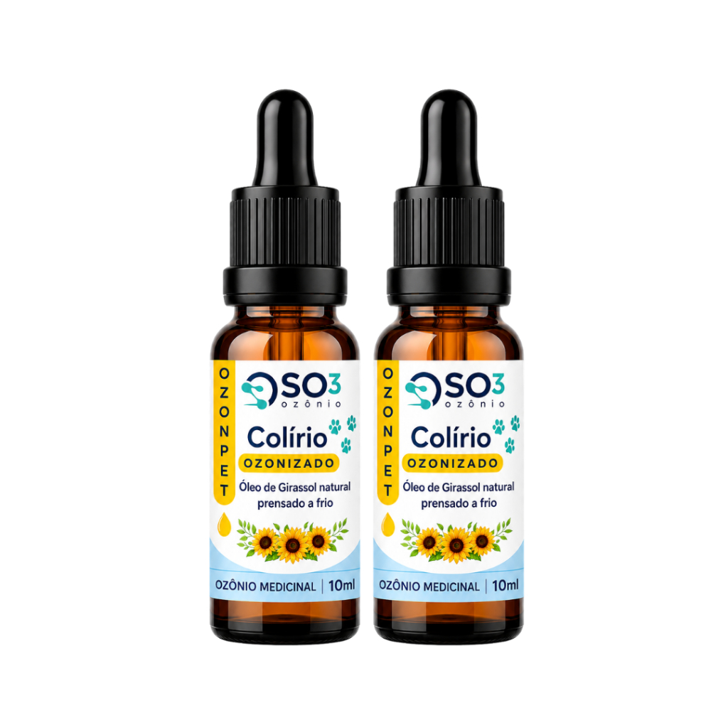 Kit 2 Pet Cuidado Ocular Natural Ozonizado Para Cães E Gatos Pet com Problemas nos Olhos