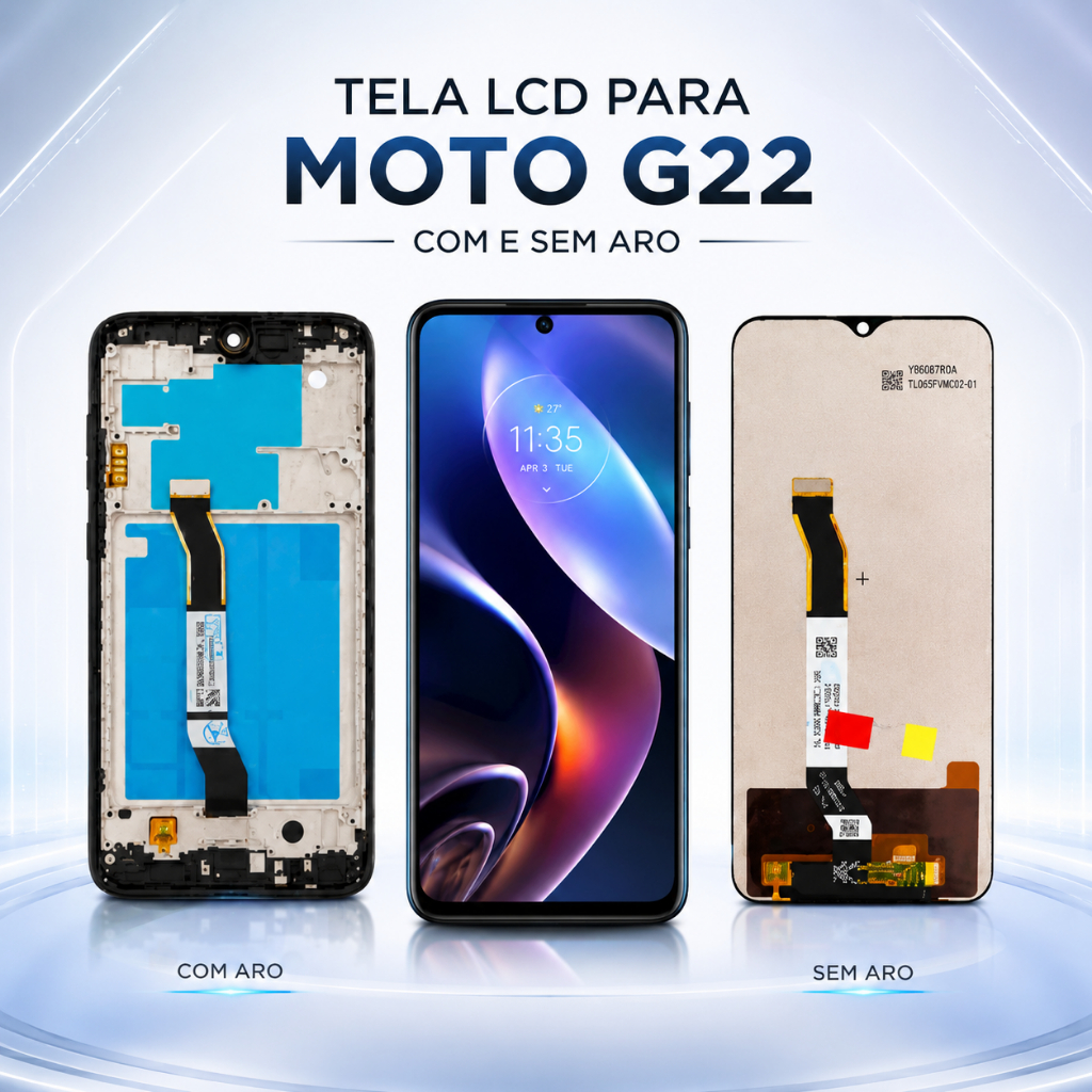 Tela Frontal Touch LCD Display Moto G22 XT2231 - Sem Aro ou Com Aro