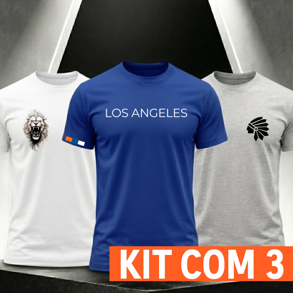 KIT 3 Camisetas , camisa Masculina Estampada Trio Coqueiros Gola Redonda estilosas - OU 1 UNIDADE
