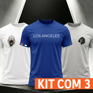 KIT 3 Camisetas , camisa Masculina Estampada Trio Coqueiros Gola Redonda estilosas - OU 1 UNIDADE
