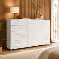 Cômoda Organizadora Quarto Casal Grande 1 Porta 10 Gavetas Com Rodizio Imperial Cores Envio Imediato