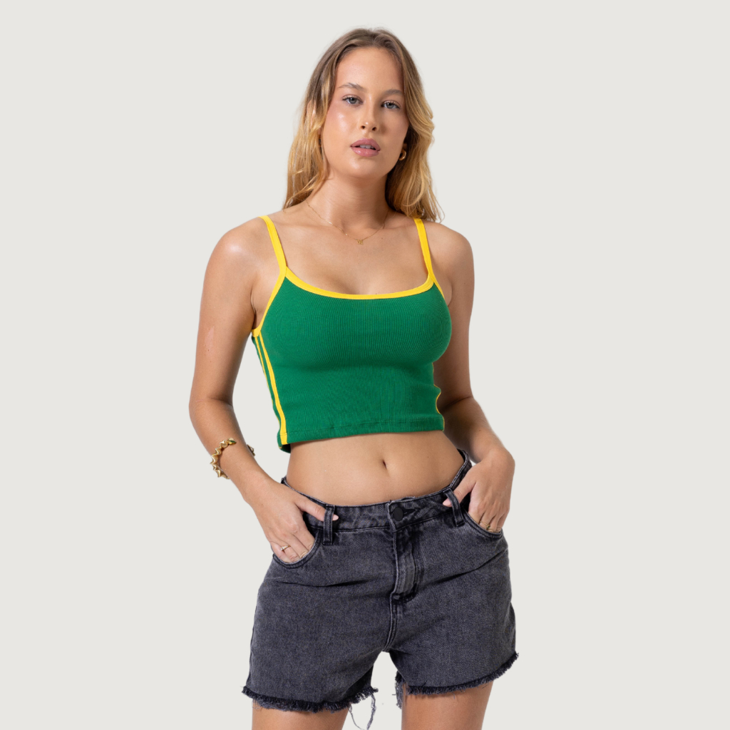 Regata Canelada Feminina Brasil Algodão com Elastano – BRUNX