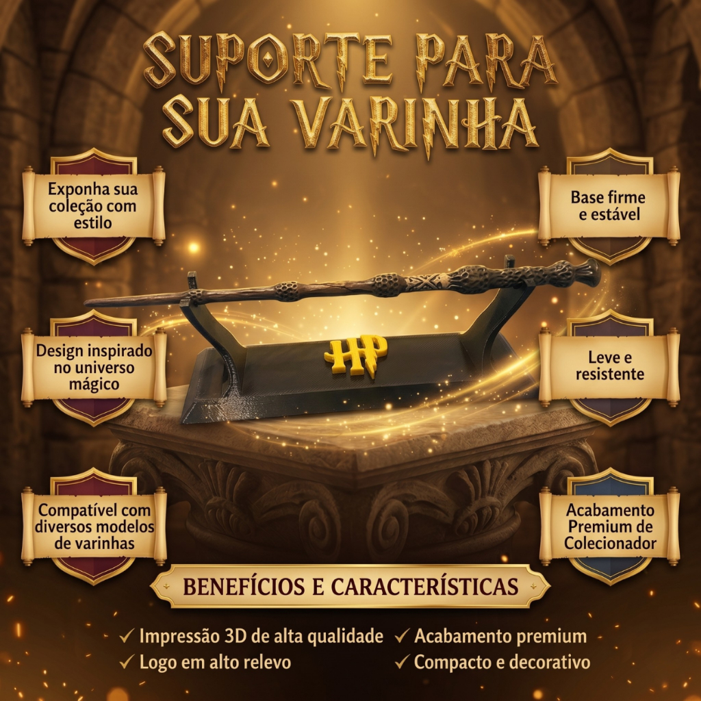 Suporte Para Varinha Harry Potter Decorativo | Expositor Premium Colecionável | Geek Kawaii — imagem 2 de 2