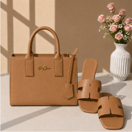 Kit 2 Peças Gaby Show Rasteirinha Feminina 03 H Moderna Confortável + Bolsa Média Tiracolo Cor Única