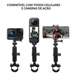 Suporte Barra Guidão Bike Moto 360o Câmera Gopro E Similares