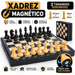 Jogo Xadrez Magnético 30x30 Tabuleiro Profissional Dobrável Infantil Adulto Portátil