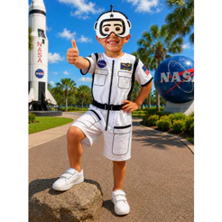 Fantasia Infantil do Astronauta Com Mascara de E.V.A Sem Enchimento Curta Macacão Cosplay