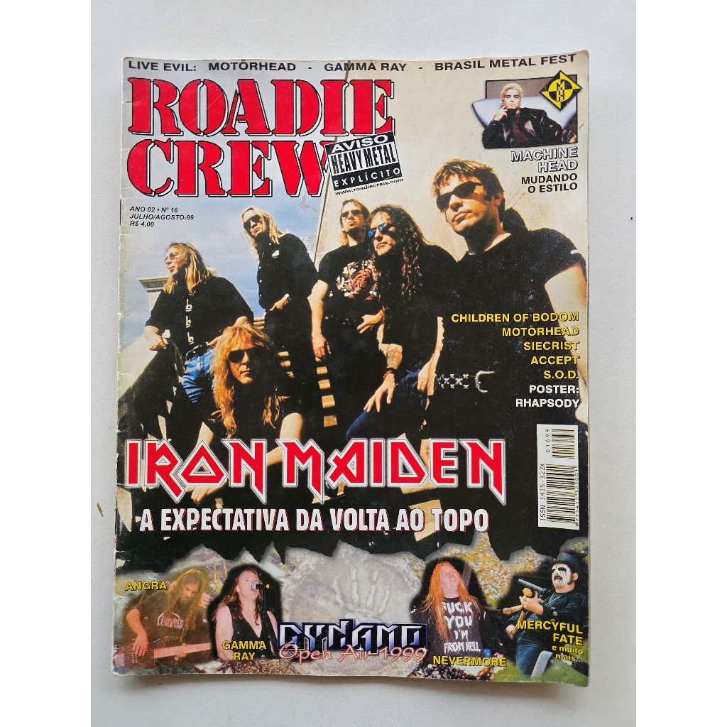 Revista Roadie Crew Nº 16 - 1999 - Iron Maiden / Pôster Rhapsody of Fire