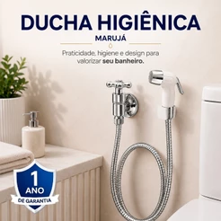 Kit Ducha Higiênica Viqua Chuveirinho Higiênico Luxo Chuveiro Higiênico Banheiro Cromado Branco ABS