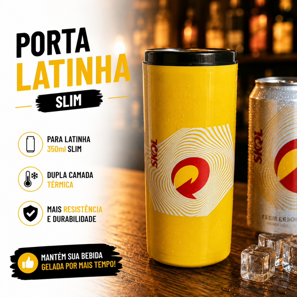 Porta Lata Slim 350ml Suporte De Cerveja Skol Térmico Personalizados