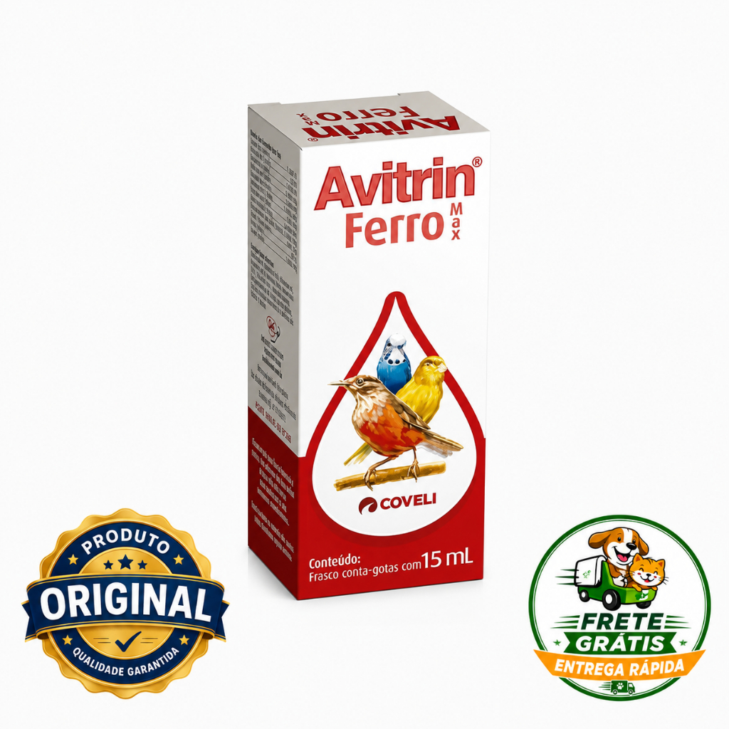 Vitamina com Ferro para Pássaros | Saúde e Vitalidade para Aves | Avitrin Ferro Max 15ml