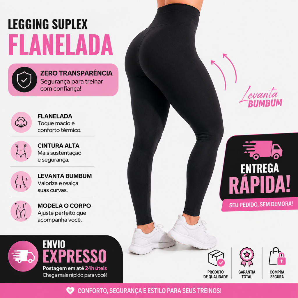 Legging Flanelada Grossa Calça Leg Peluciada Forrada Por Dentro Costura Reforçada Calça Térmica