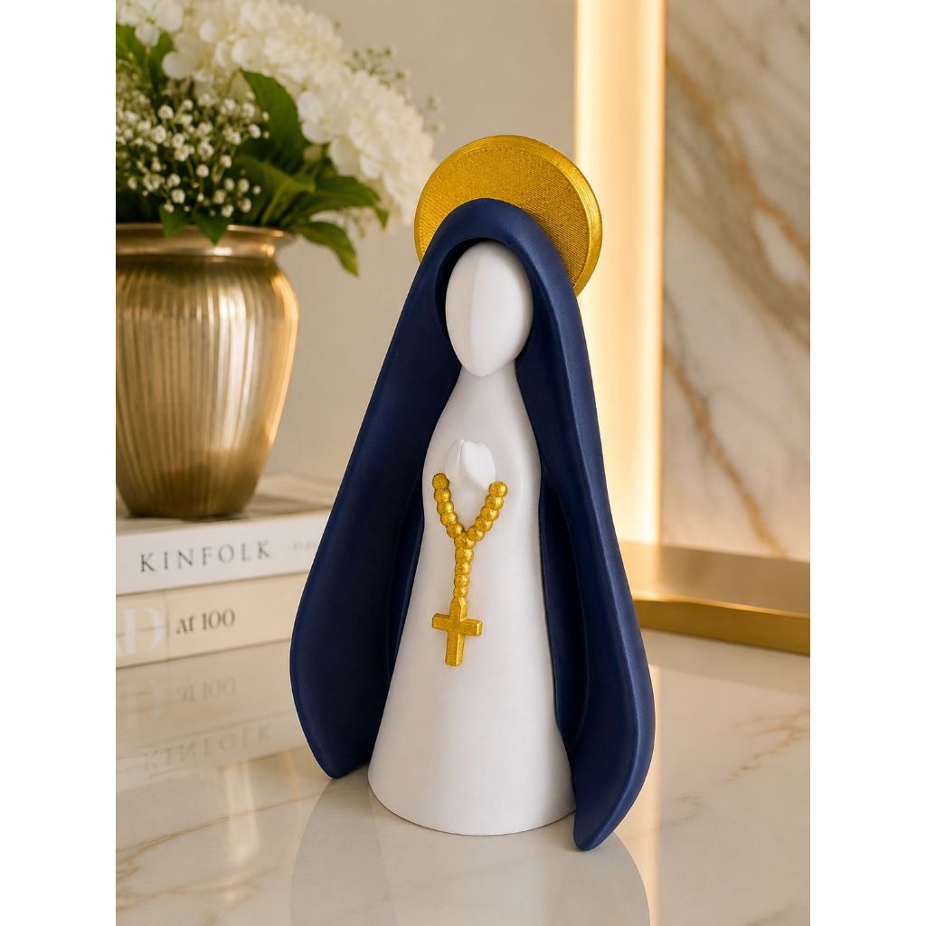 Imagem Nossa Senhora Aparecida 18,5cm Decorativa Católica | Presente Religioso | Altar e Decoração | Impressão 3D