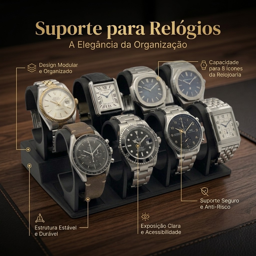 Suporte Expositor Porta Relógios Organizador de Mesa para Relógios Premium