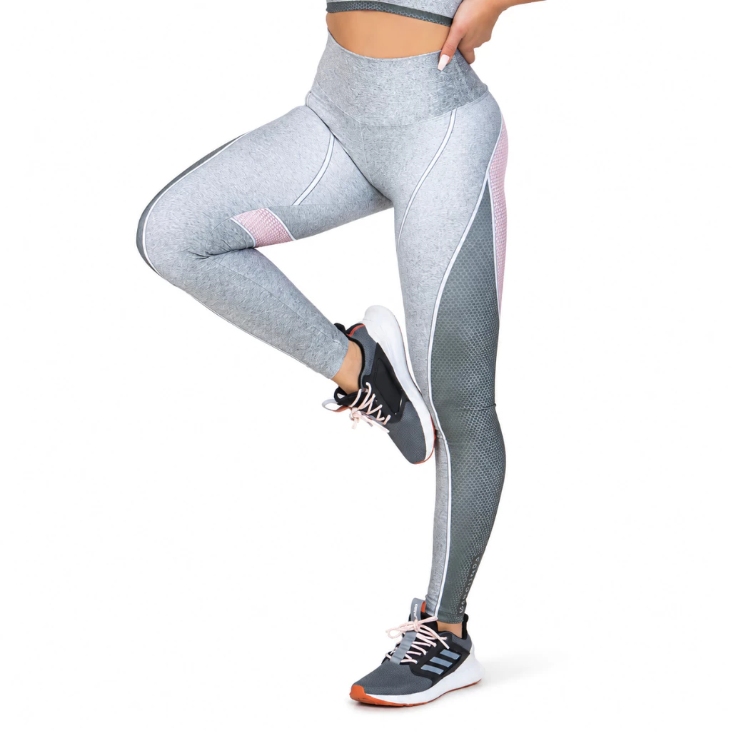 Legging Feminina Manalinda Space Silver Zero Transparência Alta Compressão Proteção UV 50+ Academia — imagem 1