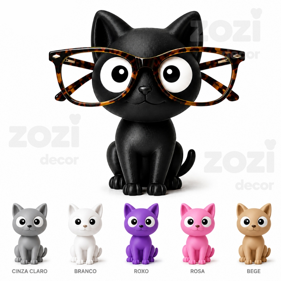 Porta Óculos Gatinho Suporte Organizador de Mesa Decorativo Descanso para Óculos