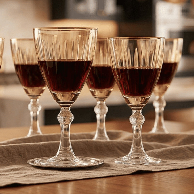 Jogo 6 Taças Dominic Cristal Âmbar Com Borda Dourada 275ml Hauskraft