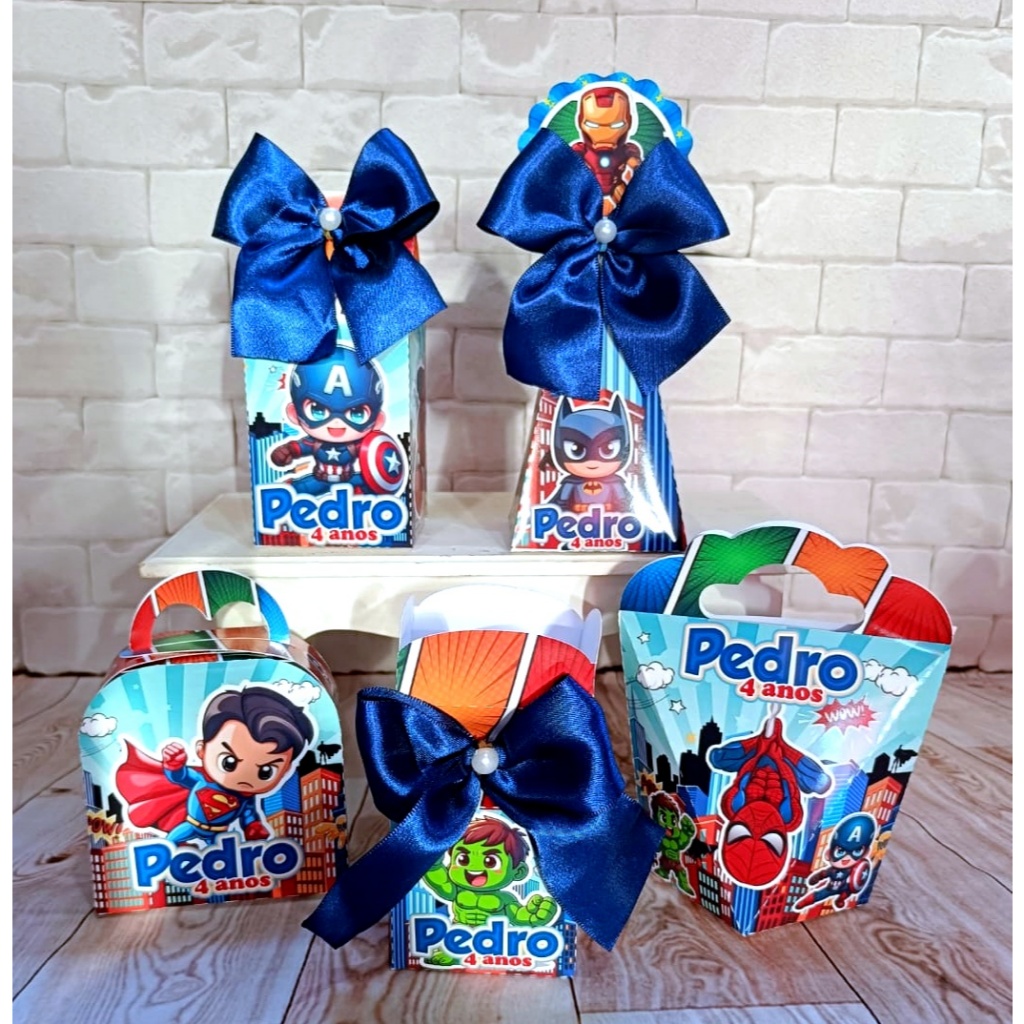 Kit Caixas Personalizadas Super-Heróis Vingadores | Lembrancinha Aniversário Infantil | Personalizado