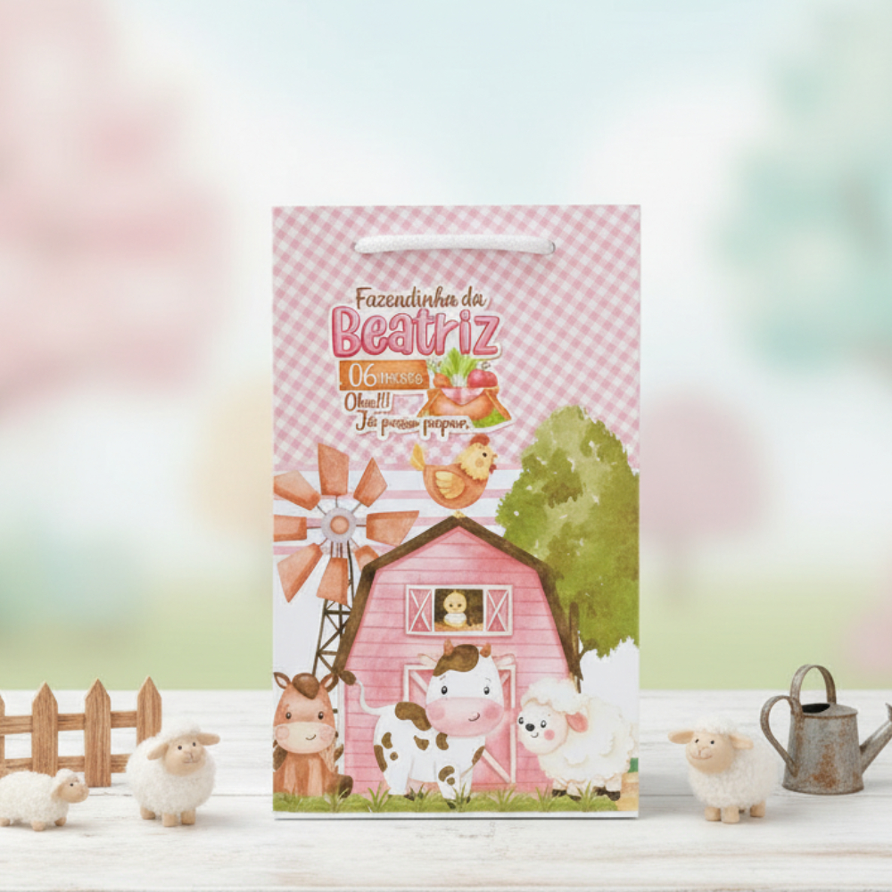 Sacolinha Fazendinha Personalizada Pegue e Monte | Lembrancinha de Aniversário Infantil Festa Fazendinha.