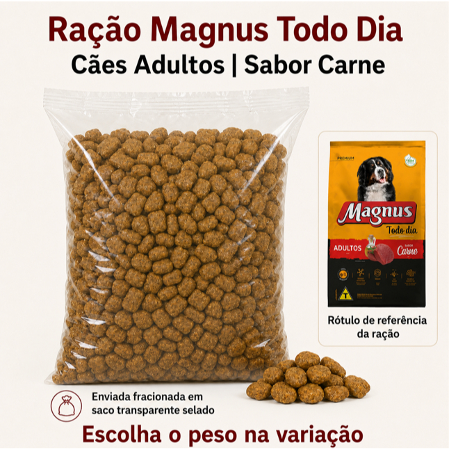 Ração Magnus Todo Dia Adultos Carne A Granel 1kg A 5kg