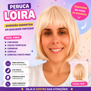 Peruca Curta Loira Fantasia Halloween Carnaval Teatro Acessório Estilosa Versátil Confortável Glamurosa