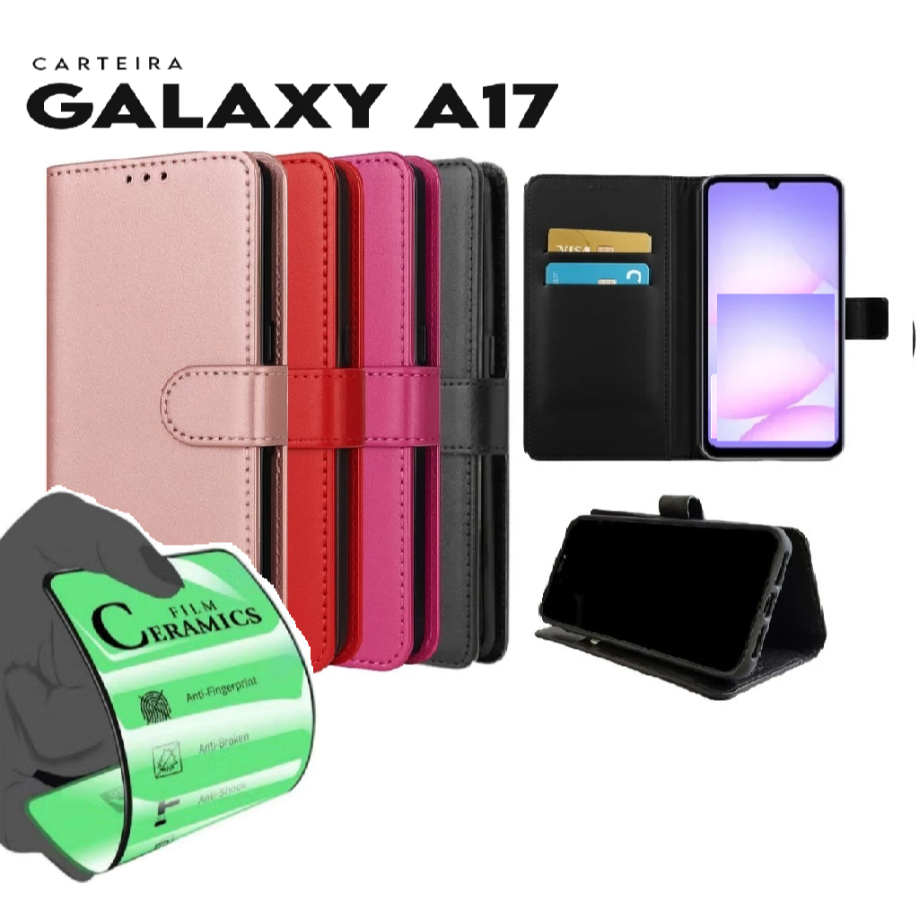 Capa Capinha Carteira Flip + Pelicula Para Samsung Galaxy A17