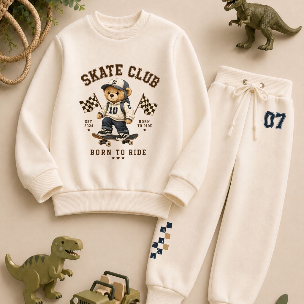 2. Moletom Infantil Masculino Conjunto Gola Careca Blusa Manga Longa Calça Confortável dinossauro