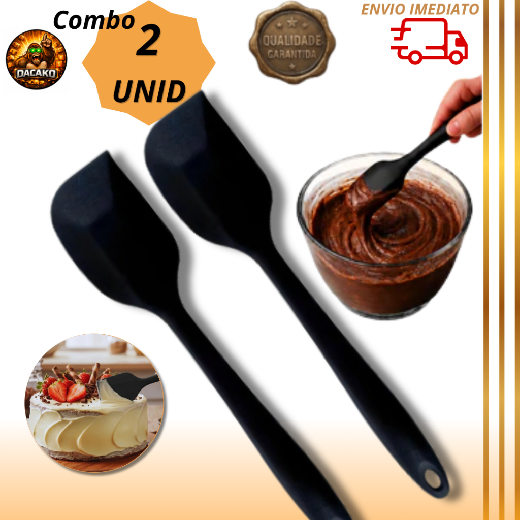 Combo Espátula Reta Pão Duro Silicone Utensílio de Cozinha Antiaderente Resistente ao Calor