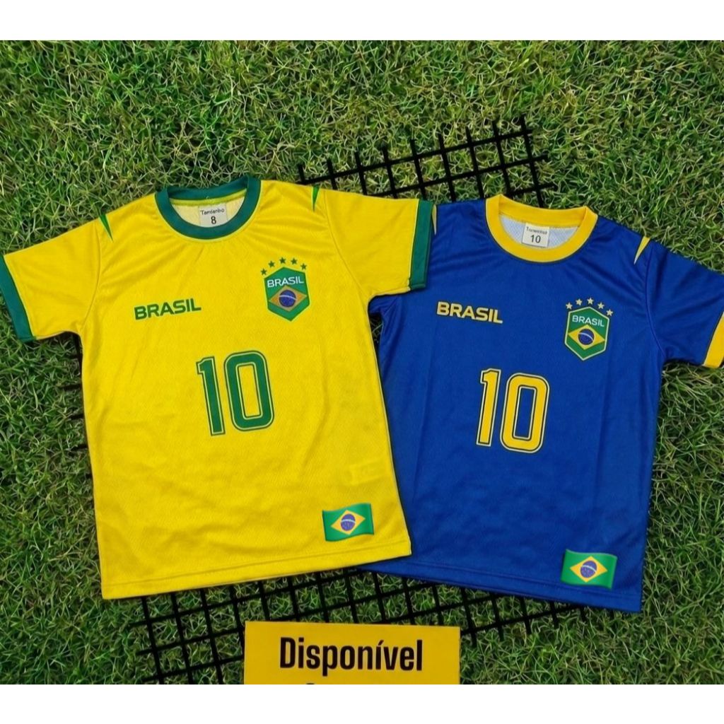 Camisa do Brasil para ver e jogar futebol 2026 Infantil menino 2 a 14 anos